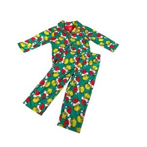 NEW Dr Seuss Grinch Christmas Pajama Set Toddler 3T Green 2pc Button Top Pants